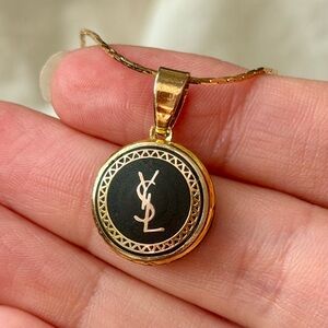 Yves Saint Laurent Gold and Black Medallion Necklace